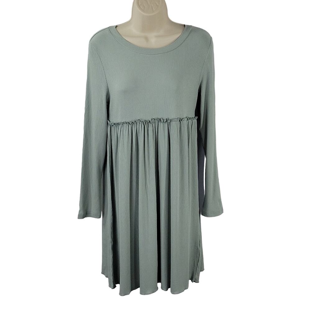 Miduo Long Sleeve Casual A-Line Mini Dress sz M, Mint